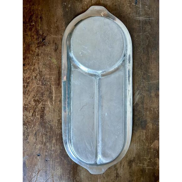 Vintage Elongated Divided Pewter Tray | Long Silver Tone Serving Platter - Picture 5 of 5